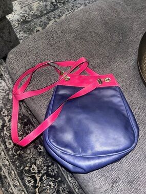 Bottega Veneta Two-Tone Navy and Red Crossbody Bag